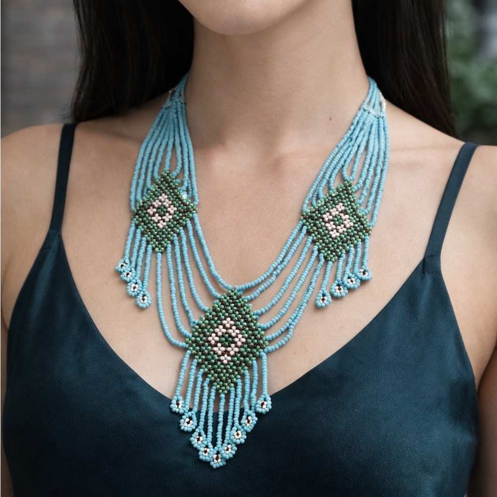 Elegant Blue Beaded Necklace